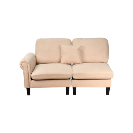 كنبة زاوية مودرن قماش تصميم عصري بيج