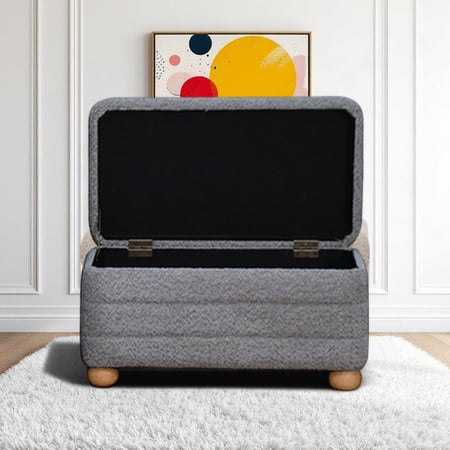 صندوق سجاد عصري بقماش رمادي