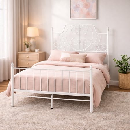 هيكل سرير معدني أبيض 200×120 سم