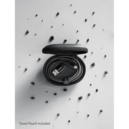 كيبل لشحن هواتف ايفون قماش من أنكر  بطول 2 متر بور لاين || لايتينج بجودة فائقة | أسود