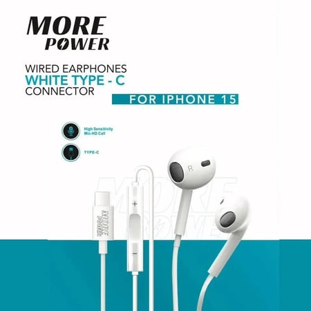 سماعة أذن سلكية مور باور لأيفون 15 جودة صوتية لا تضاهى واتصال TypeC