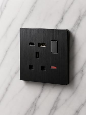 فيش مع مفتاح usb type c اسود بيانو VGLI
