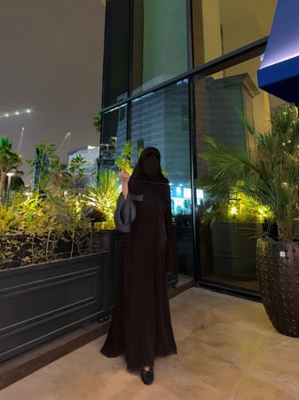 Mocha Blue Silk Abaya