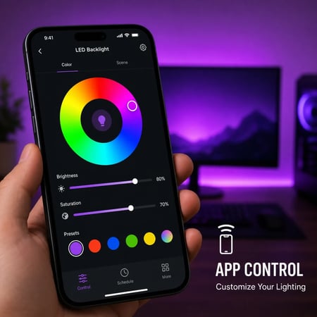 شريط إضاءة ليد PC Vibe أسطوري بكيبل USB (تحكم بالتطبيق)
