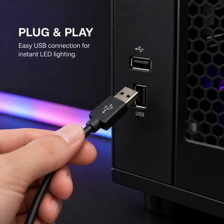 شريط إضاءة ليد PC Vibe أسطوري بكيبل USB (تحكم بالتطبيق)