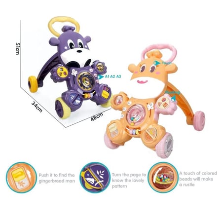 مشاية أطفال تفاعلية من ماركة FiveStar Learning Fun Giraffe Baby Walker.