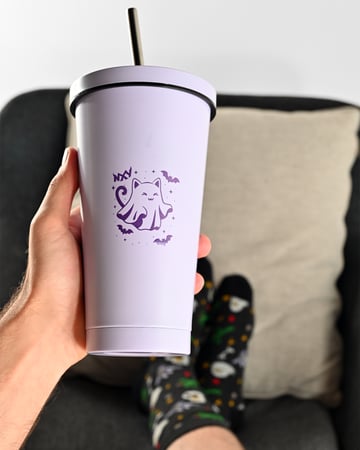 كوب (بوو) بغطاء ومصاص - Boo Mug with Straw and Lid