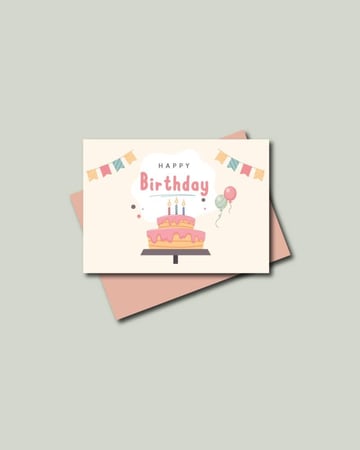 بطاقة عيد ميلاد مع ظرف مقاس ( 16.5 * 12 سم )