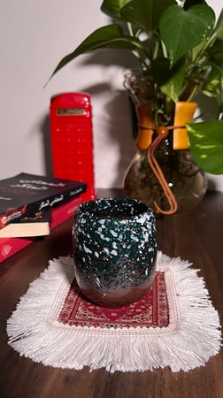 كوب قهوة  بني بنقط أخضر (160 ملم )