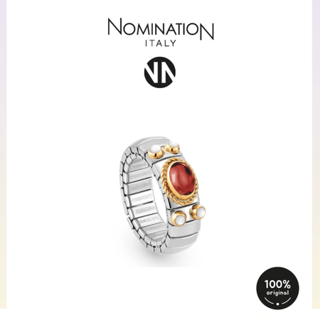 خاتم نومينيشن اكستينشن حجرلون احمر اطار ذهبي