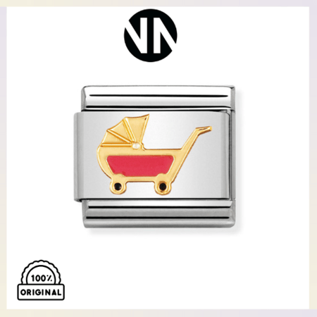 شكل تركيب كلاسيك ملون عربة اطفال لون وردي