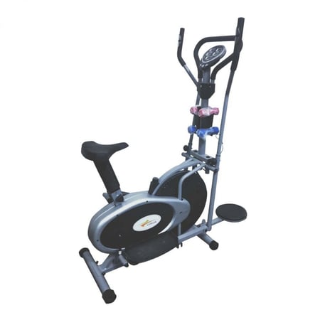 دراجة اوربت تراك المطورة 4في1 مع جهاز تويستر ودامبل Fitness Exercise Bike 4In1 Orbitrac Elliptical Cycle With Twister And Barbell 2 Sets