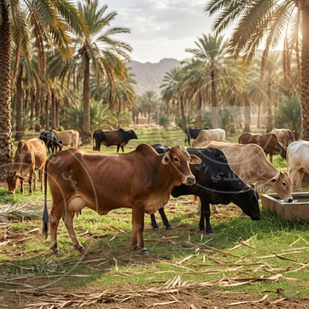 مراعي الأبقار الطبيعية لإنتاج سمن القاضي البلدي في نجران