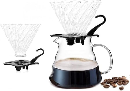 قمع الترشيح V60 شفاف عنق أسود مقاس 02