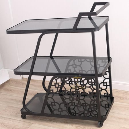 عربية تقديم قص ليزر لون اسود سطح زجاج اسود