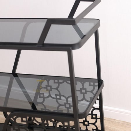 عربية تقديم قص ليزر لون اسود سطح زجاج اسود