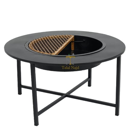 منقل حطب شكل دائري حديد لون اسود قطر 60 سم ارتفاع 50سم