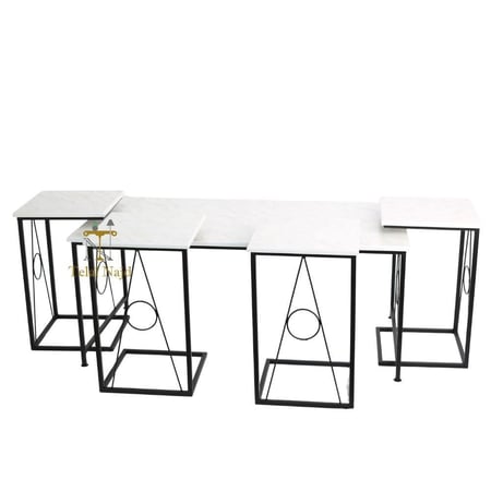 طقم طاولات ضيافة  5 قطعه مستطيله لون اسود