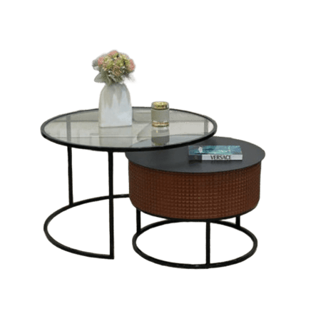 طقم طاولتين لون بني