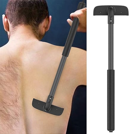 شفرة حلاقة شعر الظهر مع مقبض مريح قابل للفصل تدعم الحلاقة الرطبة والجافة للرجال