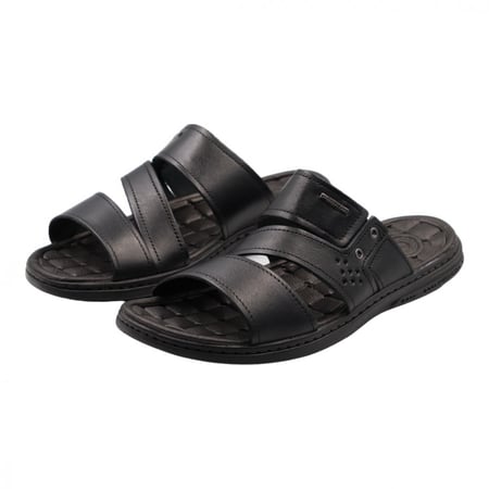 حذاء كاجوال بنعل مريح سادة مخرم رجالي - أسود