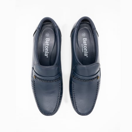 حذاء رسمي سادة بإكسسوار مضفر - أزرق غامق