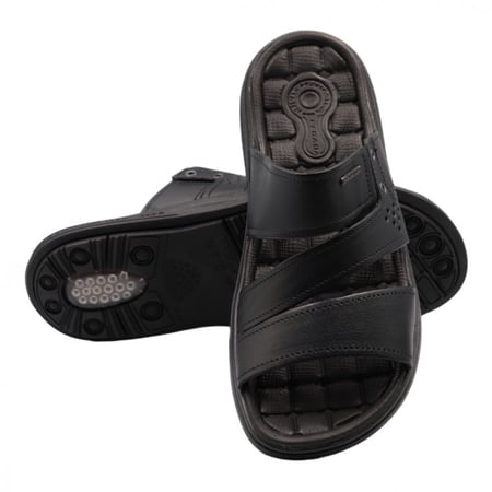 حذاء كاجوال بنعل مريح سادة مخرم رجالي - أسود