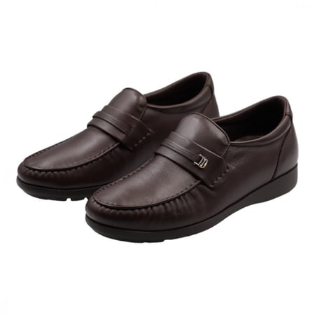 حذاء جلد رجالي مبطن من الداخل - بني غامق