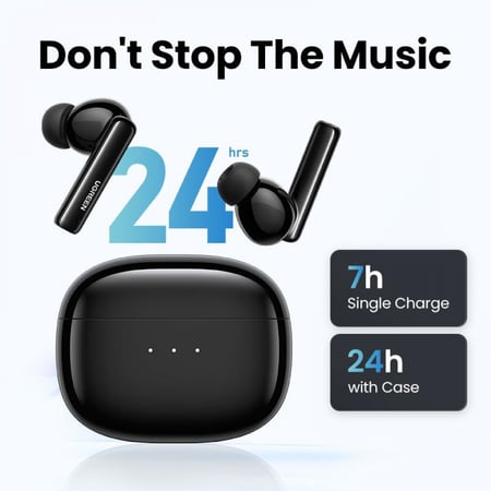 سماعة أذن يوجرين لاسلكية هاي تون تي 3 مع خاصية إلغاء الضوضاء النشط - أبيض