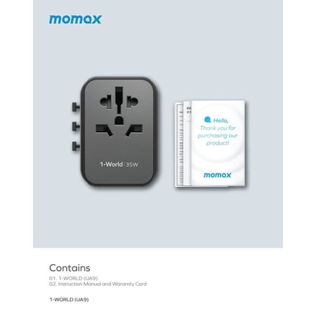 شاحن جداري وللسفر موماكس 5 منافذ وبقوة 35 واط - أبيض