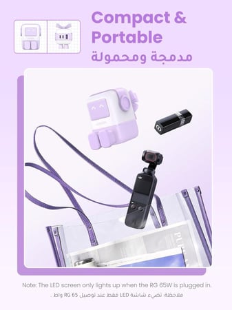 شاحن يوجرين جداري 65 واط مدخلين بتقنية PD ومدخل USB - بشاشة LED نيكسود بنفسجي