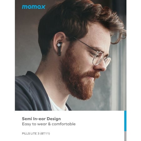 سماعة موماكس بيلس لايت 3 ترو مع غطاء شاحن لاسلكي - أبيض