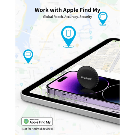 أداة تعقب موماكس بين تاج 4 قطع متوافقة مع Apple Find My - أسود