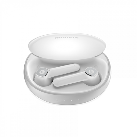 سماعة موماكس بيلس لايت 3 ترو مع غطاء شاحن لاسلكي - أبيض