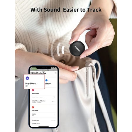 أداة تعقب موماكس بين تاج 4 قطع متوافقة مع Apple Find My - أسود