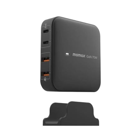 شاحن موماكس ون بلق جداري 70 واط مخرجين PD ومخرجين يو اس بي أسود