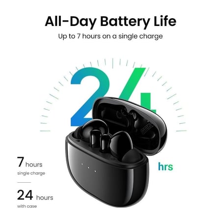 سماعة أذن يوجرين لاسلكية هاي تون تي 3 مع خاصية إلغاء الضوضاء النشط - أسود