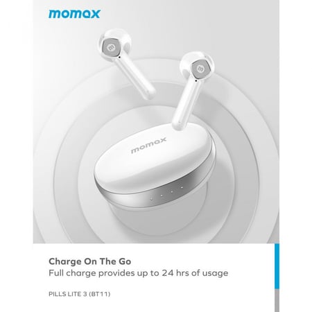 سماعة موماكس بيلس لايت 3 ترو مع غطاء شاحن لاسلكي - أبيض