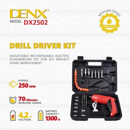 مفك براغي شحن بجميع المفكات م/DX2502 ماركة دينكس