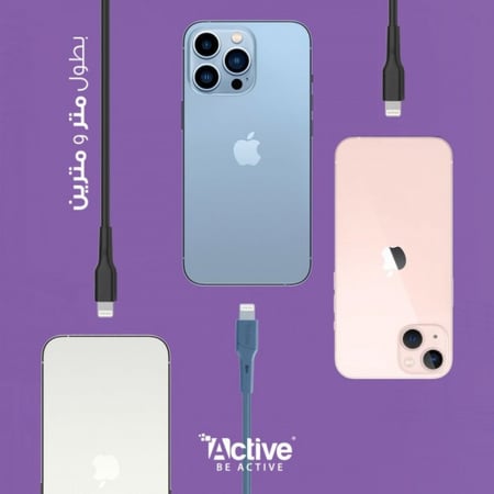 كيبل ايفون سيرج بي دي - 2 متر - اسود - ACTIVE PD-SURGE 2m