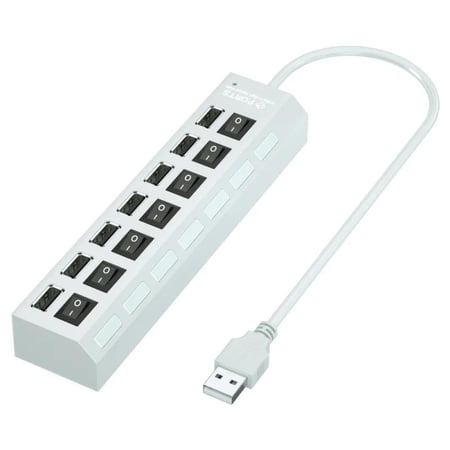 سبع مخارج USB معا زر تشغيل وأيقاف