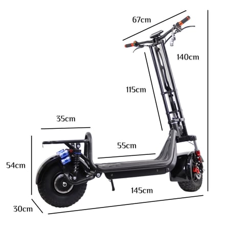 أبعاد سكوتر كهربائي للكبار هارلي برو ماكس 48v 2000w