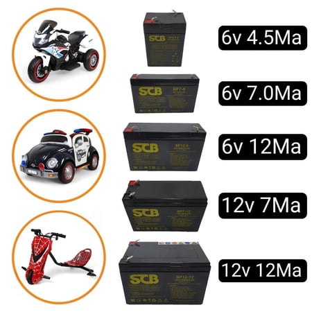 بطاريات للسكوترات الكهربائية وسيارات الأطفال الكهربائية