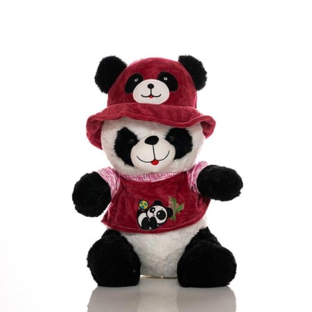 دمية باندا: أناقة عصرية بألوان زاهية! بحجم 30 سم - أحمر دم غزال