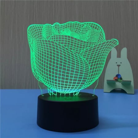 مصباح إضائة ثلاثي الأبعاد بتصميم وردة