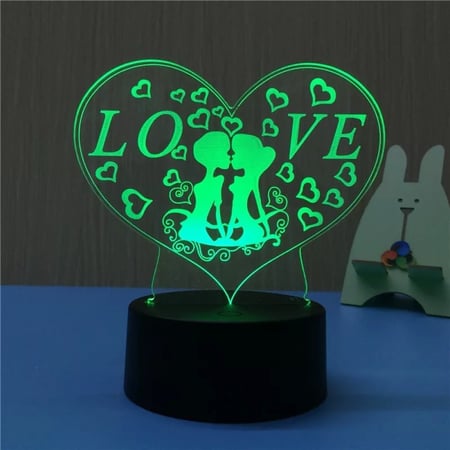 مصباح إضائة ثلاثي الأبعاد بتصميم قلب حب