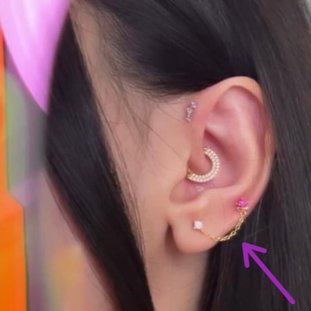 Single chain earrings - pink/white