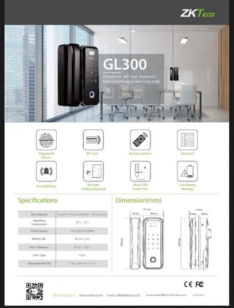 جهاز بصمة الحضور و الانصراف  ZKTeco GL300 شامل خدمة التركيب