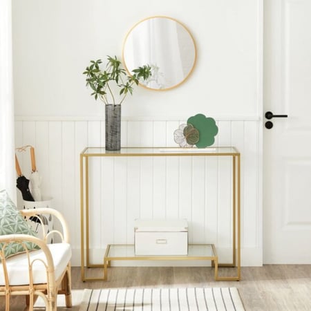 كونسول برف سفلي   100×35×80 سم - ذهبي وزجاج