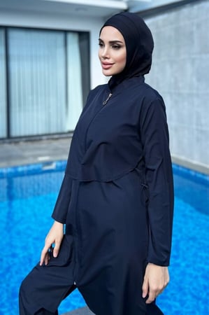 ملابس سباحة للمحجبات باللون الاسود بالكامل A-00063